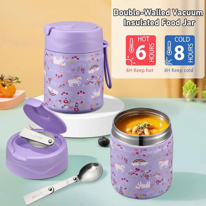 Howeemo Bento Lunch Box for Kids with 17oz Soup Thermo,Insulated Tumbler Water Bottle and Insulated Lunch Bag,Leak-Proof 3 Compartment Lunch Food Container with Ice Pack for Kids to School-Horse - Image 3